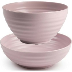 Kommetjes/schaaltjes - 16x stuks - Dessert/ontbijt - Kunststof - Oudroze - Kommetjes