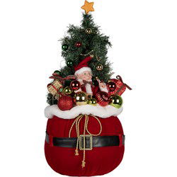Clayre & Eef Kerstdecoratie met LED-verlichting Kerstboom Ø 30x70 cm Rood Synthetisch