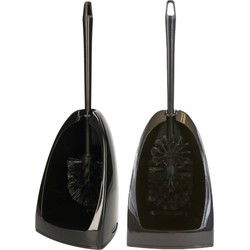 Toiletborstel en houder - 2x - zwart - 42 x 15 x 42 cm - toiletgarnituur - Toiletborstels