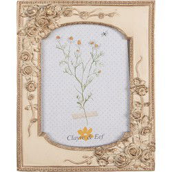 Clayre & Eef Fotolijst  13x18 cm Beige Goudkleurig Kunststof Glas Rechthoek Fotokader