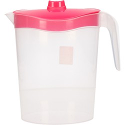 Hega Hogar Waterkan/sapkan met roze deksel - 2,5 liter - kunststof - 11 x 26 cm - Schenkkannen