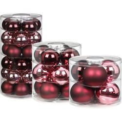 48x Berry Kiss mix roze/rode glazen kerstballen glans en mat - Kerstbal