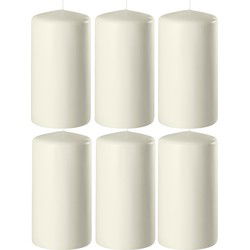 8x Kaarsen ivoorwit 6 x 15 cm 58 branduren sfeerkaarsen - Stompkaarsen