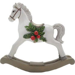 Clayre & Eef Decoratie Beeld Hobbelpaard 11 cm Wit Polyresin