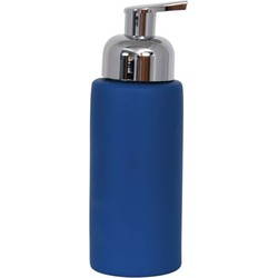 MSV Zeeppompje/dispenser Kyoto - keramiek - marine blauw - 6.5 x 18 cm - 250 ml - Zeeppompjes