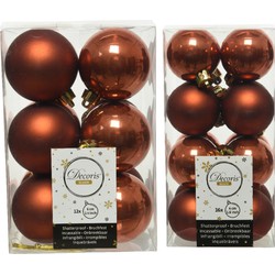 Kerstversiering kunststof kerstballen terra bruin 4-6 cm pakket van 40x stuks - Kerstbal
