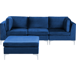 Beliani EVJA - Modulaire Sofa-Blauw-Fluweel