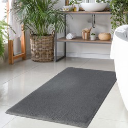 Tapijtenloods Paradise Badmat Hoogpolig Anti-Slip Donker Grijs- 40x60 CM