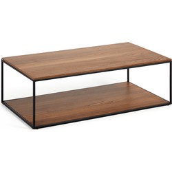 Kave Home - Yoana salontafel in walnootfineer met zwart gelakt metalen frame 110 x 60 cm