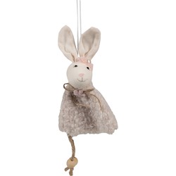 Clayre & Eef Paashanger Konijn 16 cm Beige Katoen Decoratie Hanger