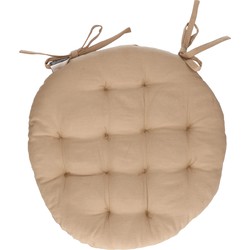 Atmosphera Stoelkussen rond - beige - katoen - 38 x 6.5 cm - tuinstoelkussens