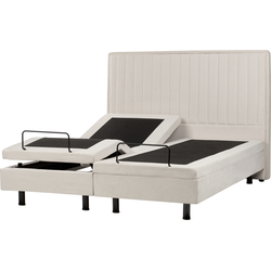 DUKE II - Bed verstelbaar - Lichtbeige - 160 x 200 cm - Polyester