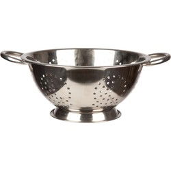 Keuken vergiet/zeef op voet - zilver - RVS - D24 x H10 cm - Keukenhulp - Vergieten