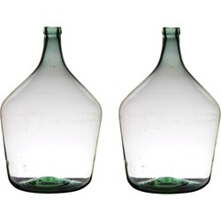 2x stuks luxe stijlvolle flessen bloemenvaas/bloemenvazen 46 x 29 cm transparant glas - Vazen