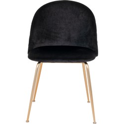 Eetkamerstoel Velvet Zwart Brass - Zithoogte 46cm - Set van 2