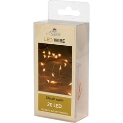 Draadverlichting lichtsnoer met 20 lampjes classic warm wit op batterij 100 cm - Lichtsnoeren