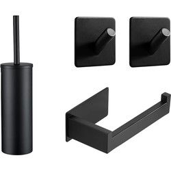 XIVADA Toilet accessoires set - 4 delig - Zonder boren - Rvs - Zwart