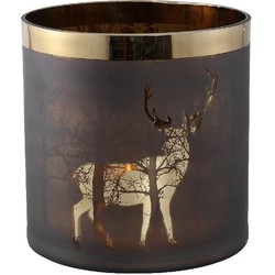 PTMD Kerstmis Windlicht - 20 x 20 x 20 cm - Glas - Bruin