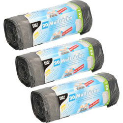 Papstar afvalzakken/vuilniszakken - 60x stuks - 60 liter - zwart - Vuilniszakken