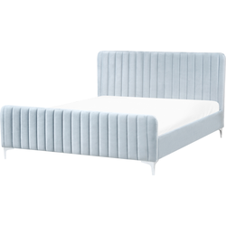 LUNAN - Tweepersoonsbed - Lichtblauw - 160 x 200 cm - Fluweel