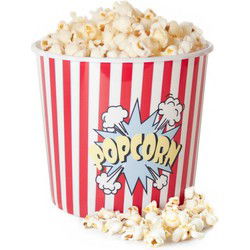 Gerimport Popcorn bak - rood/wit - kunststof - D21 - 7 liter - Snack en tapasschalen