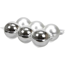 6x stuks glazen kerstballen zilver 8 cm mat/glans - Kerstbal