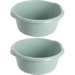 Hega Hogar afwas teil - 2x - groen - 6 Liter - Kunststof - 32 x 13 cm - Afwasbak