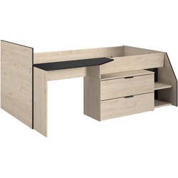 Gecombineerd bed met bureau en 2 laden - 90x200 cm - Milky