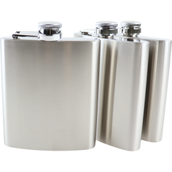 HIXA Heupfles - 3 Stuks - Flacon - Veldfles - RVS - Drinkfles - Platvink - 200ml - Zilver - Kunststof Dop