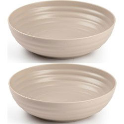 Set van 4x kommetjes/schaaltjes - Dessert/ontbijt - Kunststof - D22 cm - Taupe - Kommetjes