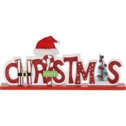 2x stuks houten kerstversiering decoratie bordjes Merry Christmas 35 cm - Feestdecoratieborden
