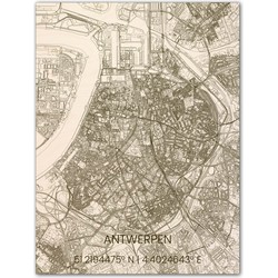 Houten Citymap Antwerpen 70x50 cm 