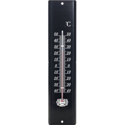 Lifetime Garden zon/schaduw thermometer zwart voor buiten 29.5 cm van metaal - Buitenthermometers