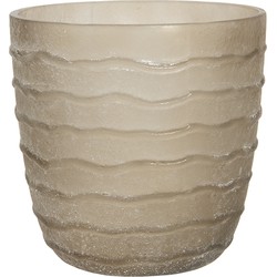 Clayre & Eef Theelichthouder  Ø 13x13 cm Beige Glas Rond Waxinelichthouder