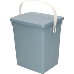 Excellent Houseware Gft afvalbakje voor aanrecht - 5,5L - klein - blauw - afsluitbaar - compostbakje - Prullenbakken