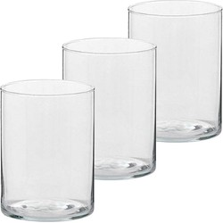 3x Glazen kaarsenhouders voor theelichtjes/waxinelichtjes 5,5 x 6,5 cm - Waxinelichtjeshouders