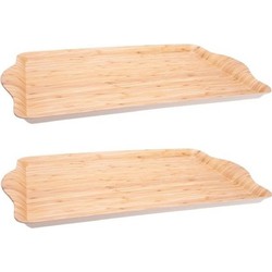 Set van 2x stuks bamboe houten dienbladen/serveerbladen 45 x 31 cm - Dienbladen