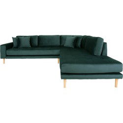 House Nordic Hoekbank Lido met Open Einde Rechts Groen Velvet
