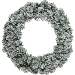 Kerstkrans/dennenkrans groen met sneeuw 35 cm - Kerstkransen