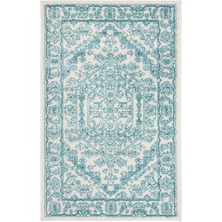 Safavieh Medallion Indoor Woven Area Rug, Adirondack Collection, ADR108, in Ivory & Teal, 91 X 152 cm