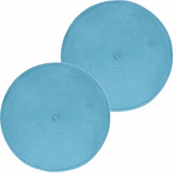 4x Ronde onderleggers/placemats voor borden turquoise 38 cm - Placemats