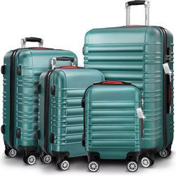 Reiskoffers Groen 4-delig ABS met gratis accessoires