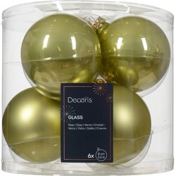 Kerstbal glas d8 cm pistache ass 6st kerst