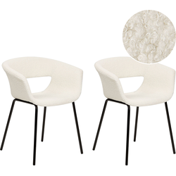 ELMA - Eetkamerstoelen set van 2 - Gebroken wit - Polyester