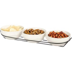 Vessia saus/snacks kommetjes/schaaltjes in standaard - wit - keramiek - set 3x stuks - D12 x 6.5 cm - Serveerschalen
