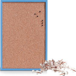 Prikbord incl. 25x punaises rose goud - 40 x 60 cm - blauw - kurk - Prikborden