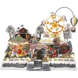 Luville Kermis Kerstdorp - 44x39.5x34 cm - Polyresin - Meerkleurig