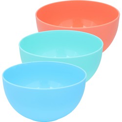 Set van 3x kommen - kunststof - kleurenmix - 400ml - 12,5 x cm - Saladeschalen