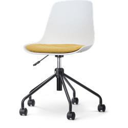 Nout-Liv bureaustoel wit met okergeel zitkussen - zwart onderstel