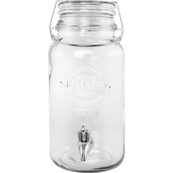 Chaks Drank dispenser/limonadetap - met tapje - 4 liter - glas - H30 x D20 cm - Drankdispensers